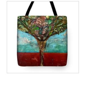 Tote bag with my painting “where I end and you begin three of life”
